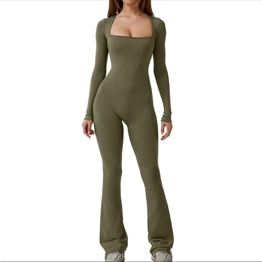 Olive Green Long Sleeve Jumpsuit